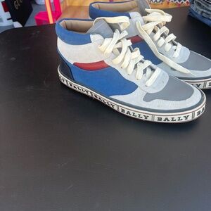 Bally Blue and White High-Top Sneakers
